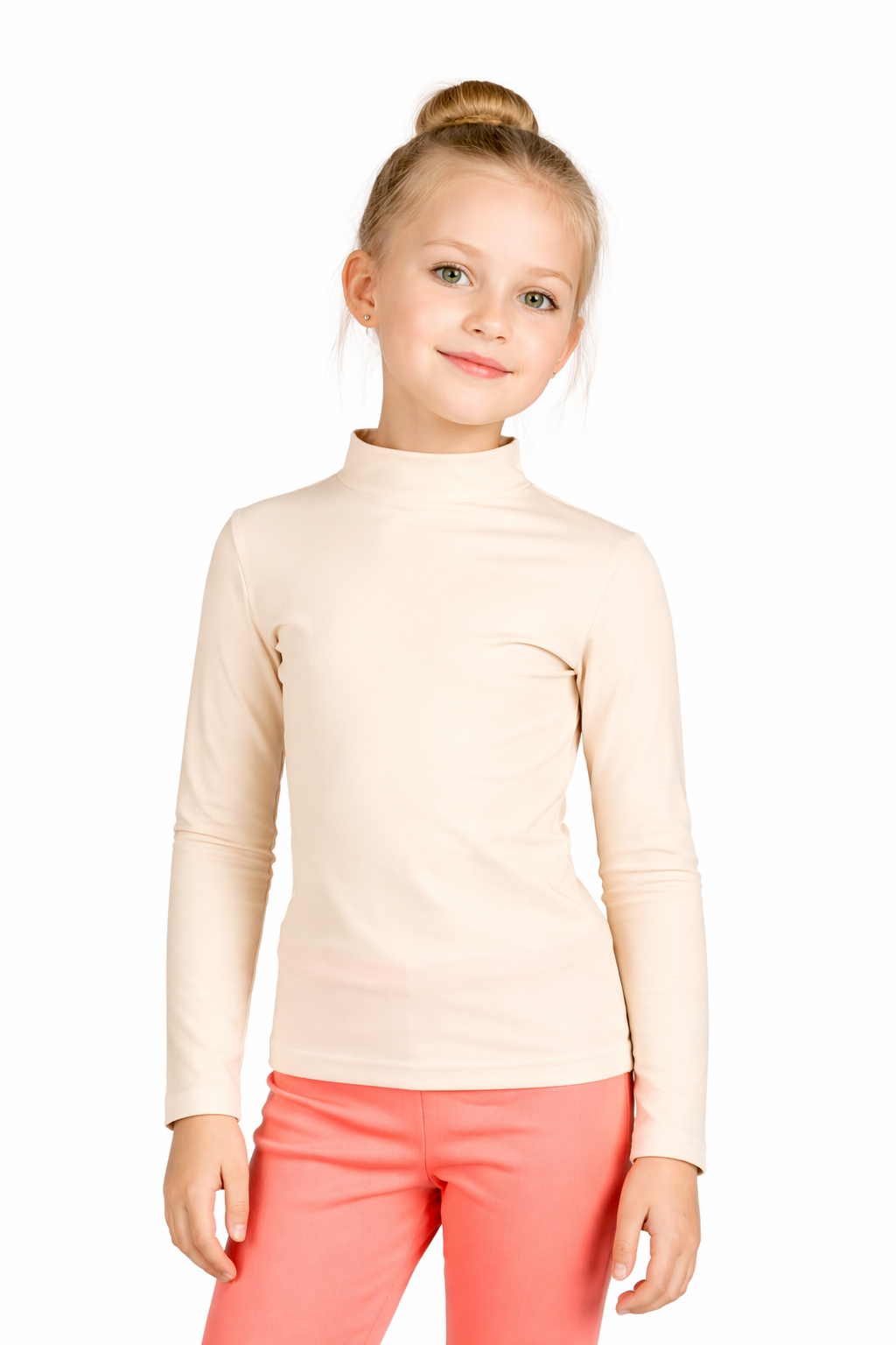 MAGLIETTA DANZA COLLO LUPETTO LYCRA CARNE BAMBINA E BAMBINO